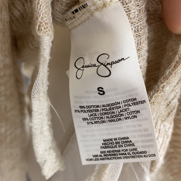 Jessica Simpson Tan Lace Trim Knit Top Size Small - Picture 7 of 7